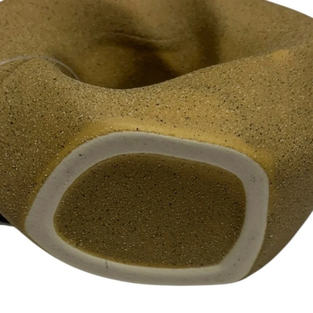 Mini Modern Donut Vase Bud Boho Textured Beige Modern Sculptured Ceramic